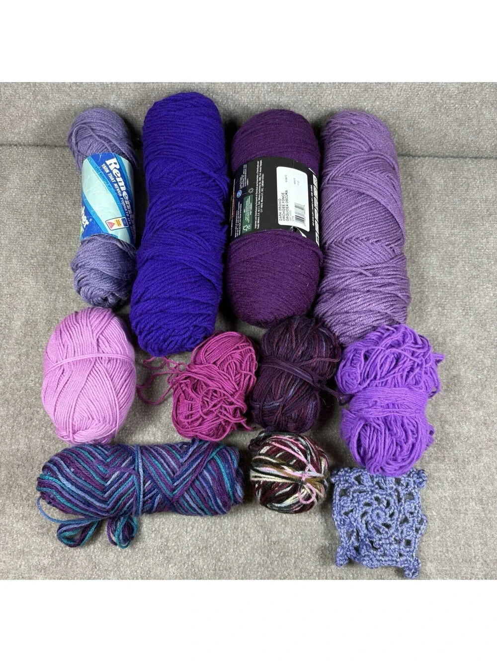 Yarn Mix Lot Shades of Purple Skeins Cake Balls Knit Crochet Destash Coats Clark